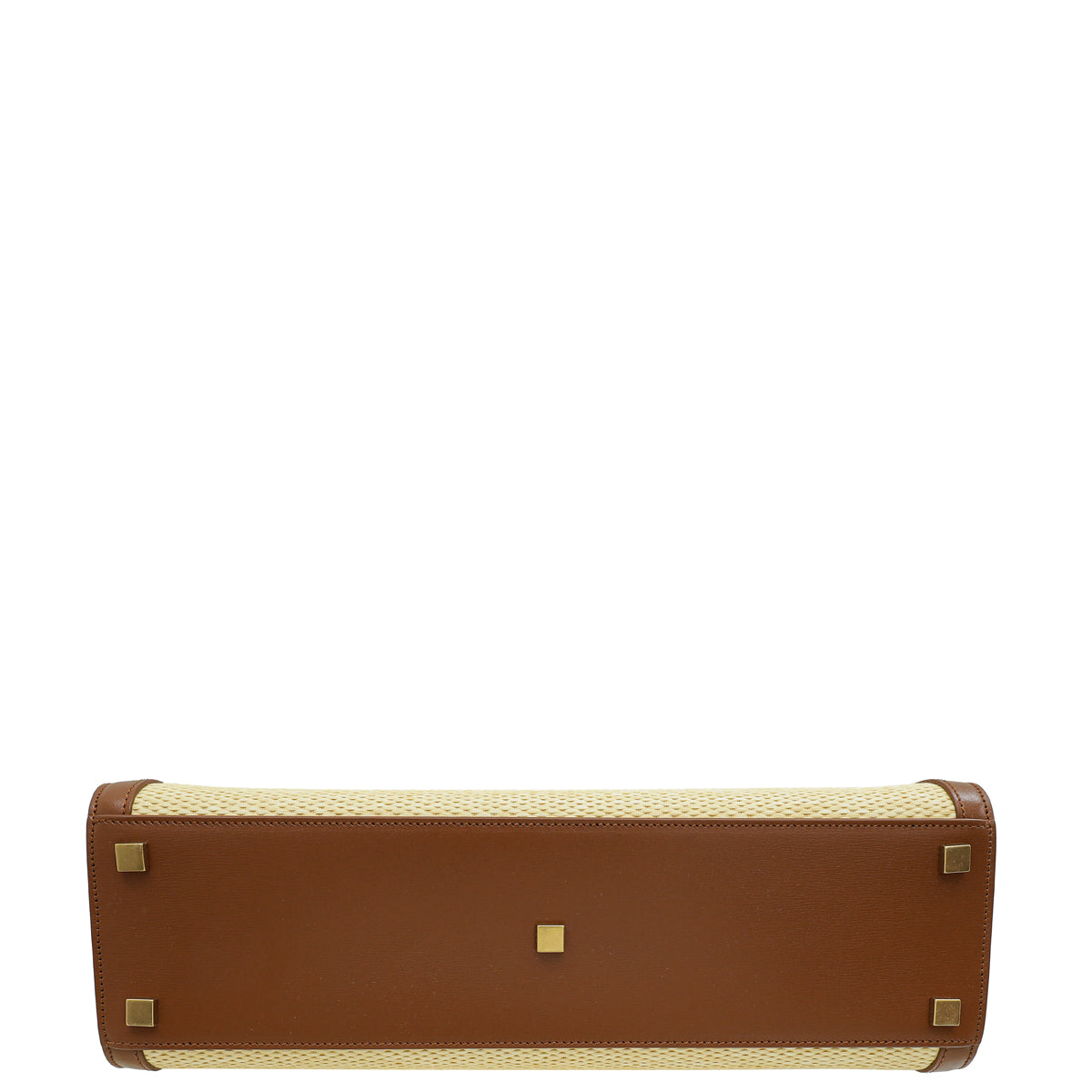 YSL Bicolor Manhattan Raffia Top Handle Tote Bag