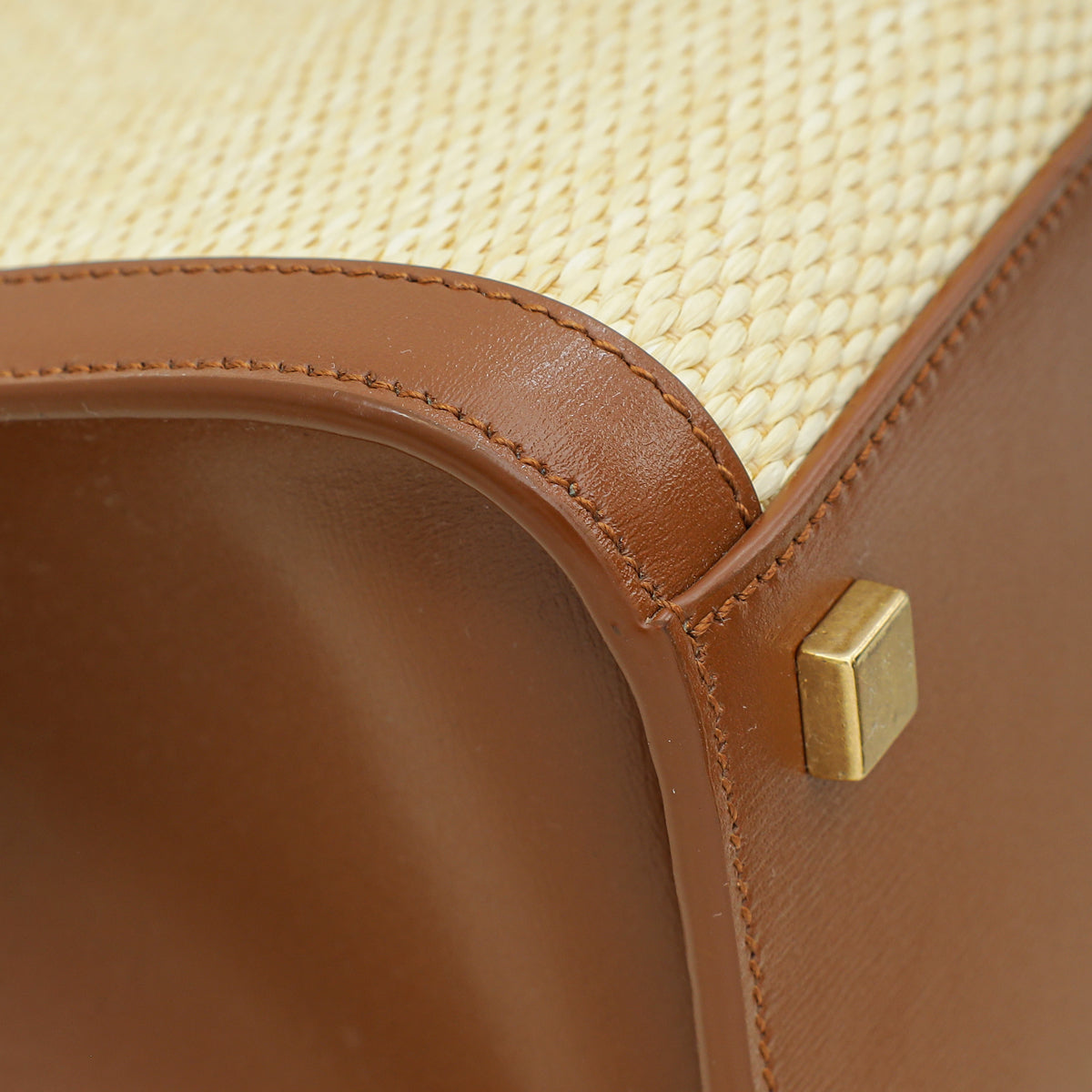 YSL Bicolor Manhattan Raffia Top Handle Tote Bag