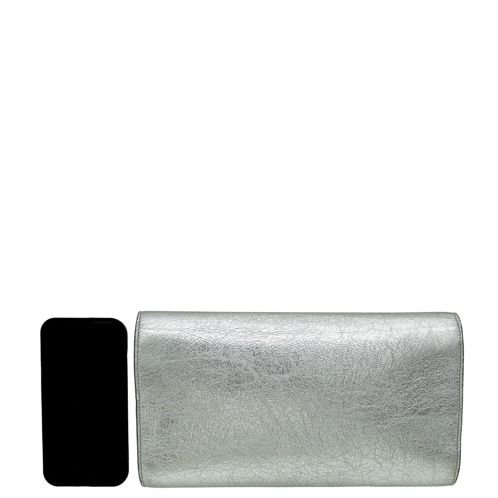 YSL Metallic Silver Belle De Jour Clutch