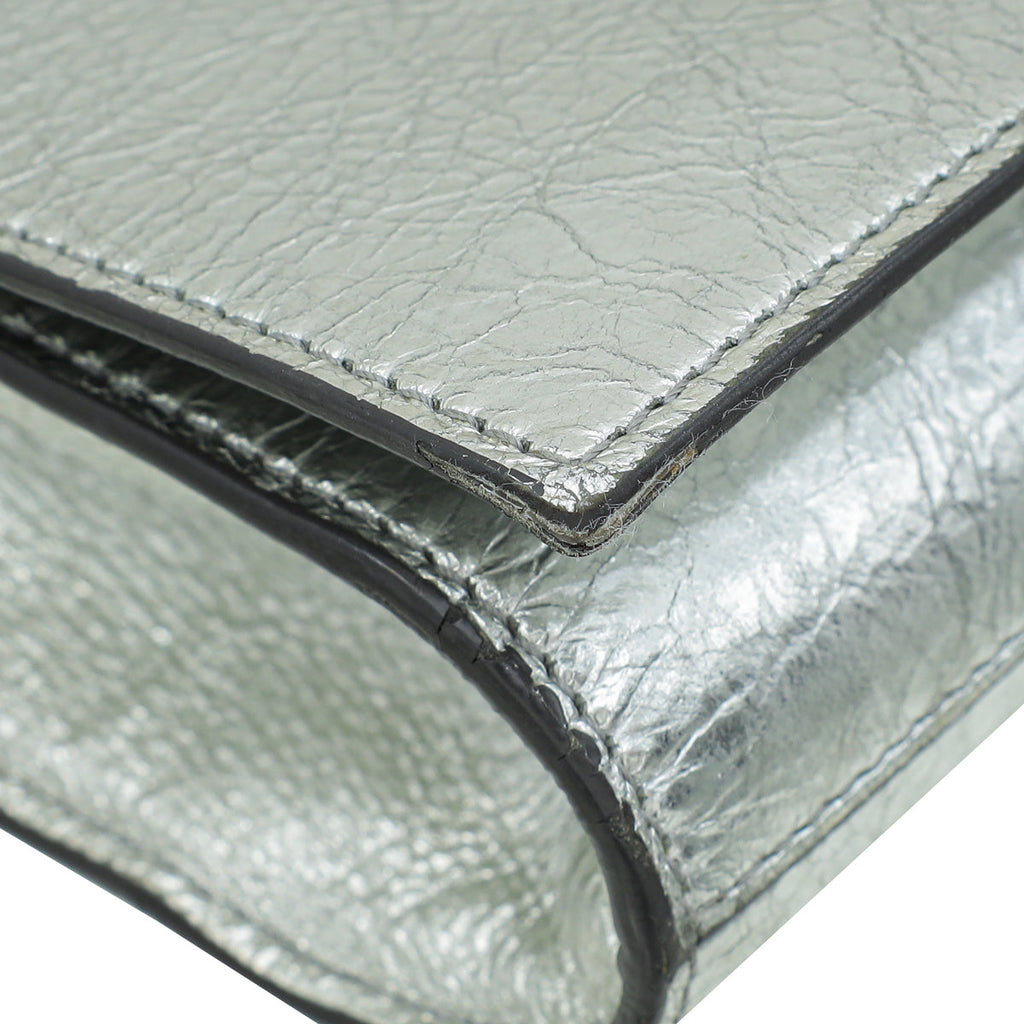 YSL Metallic Silver Belle De Jour Clutch
