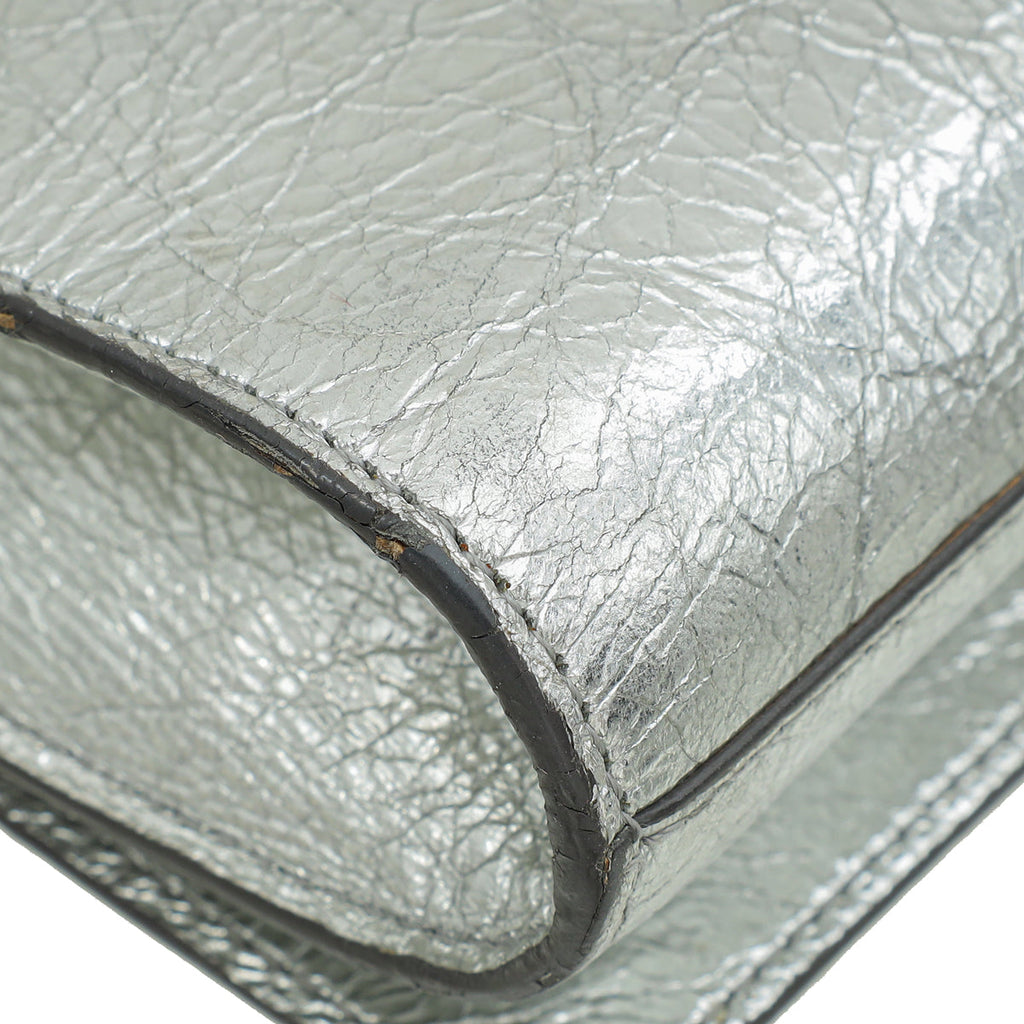 YSL Metallic Silver Belle De Jour Clutch