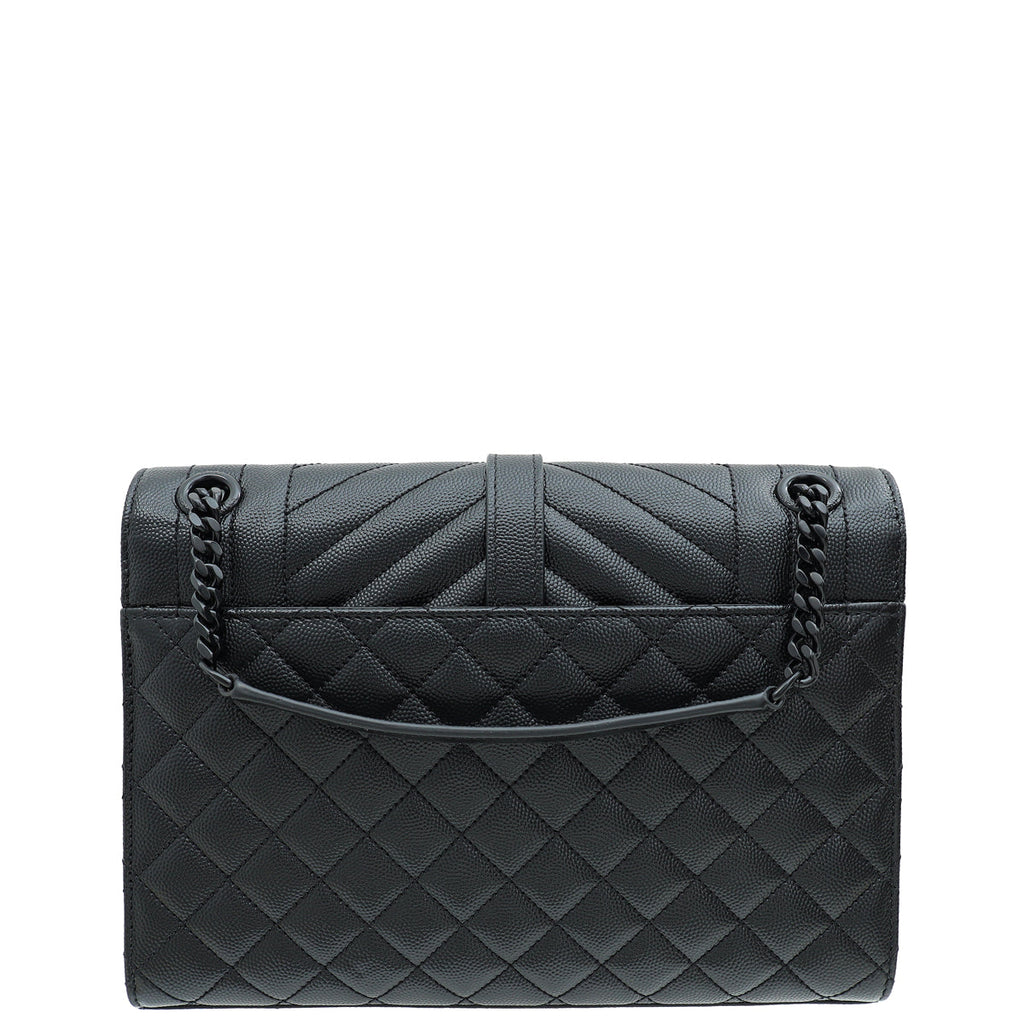 YSL So Black Mix Quilted Envelope Medium Shoulder Bag