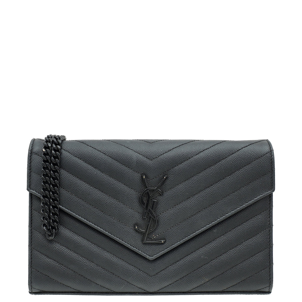YSL Black Cassandre Classic Wallet On Chain