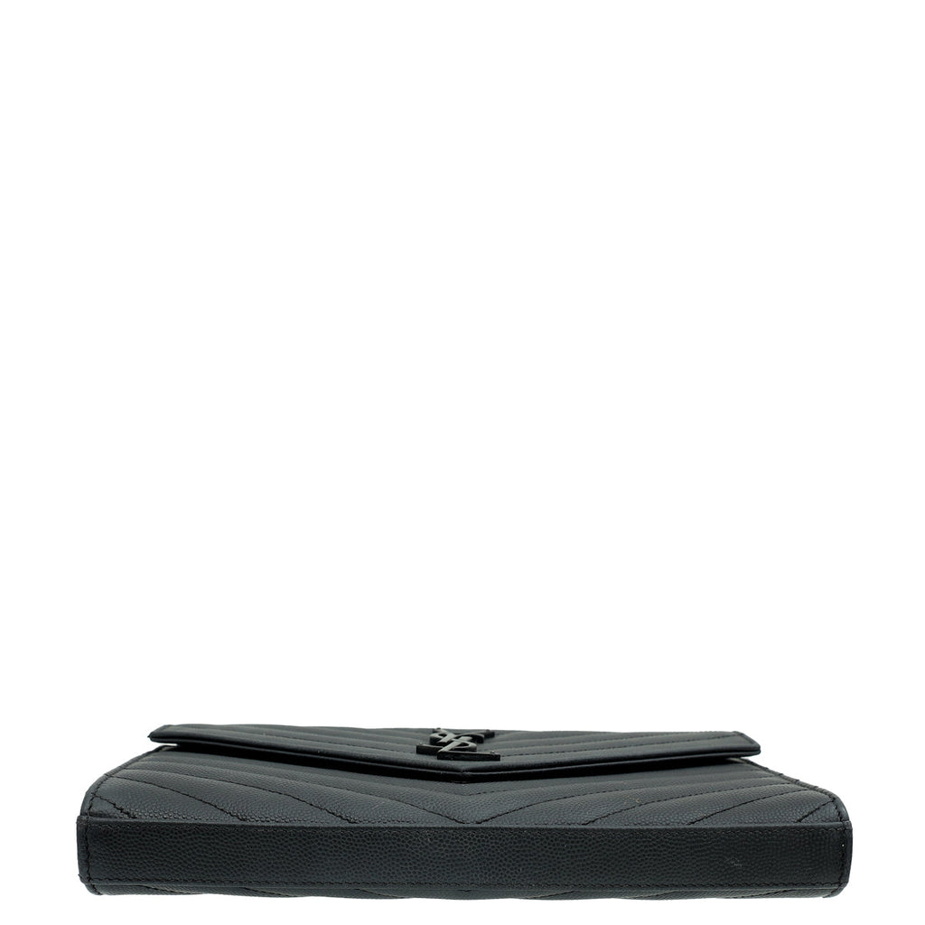 YSL Black Cassandre Classic Wallet On Chain