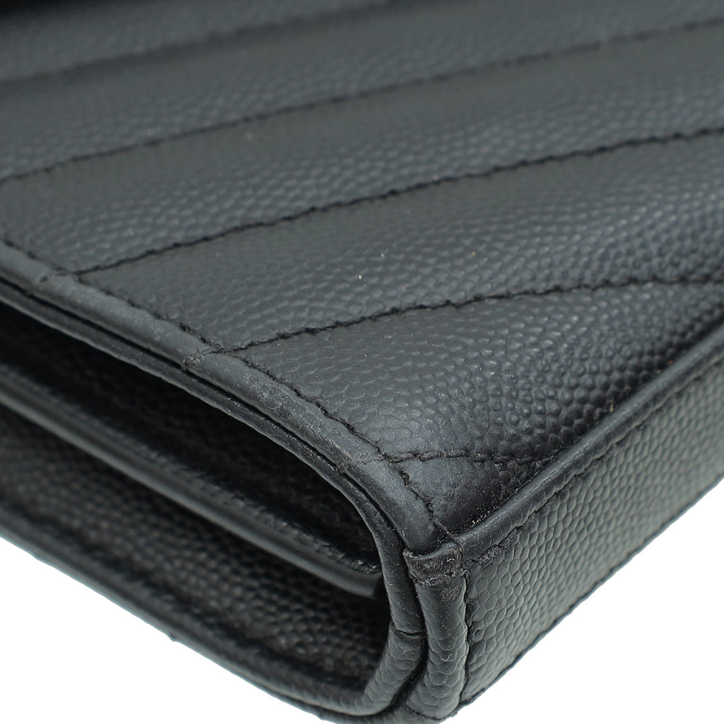 YSL Black Cassandre Classic Wallet On Chain