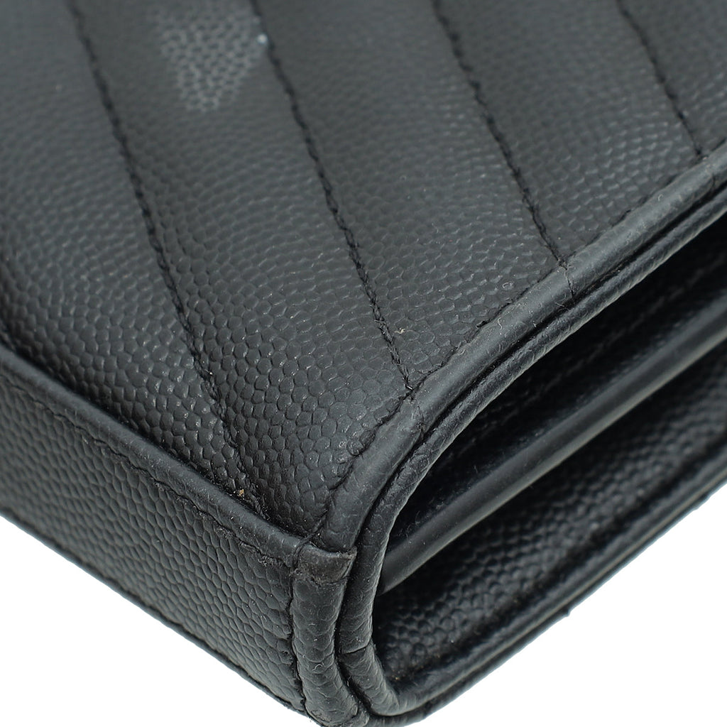 YSL Black Cassandre Classic Wallet On Chain