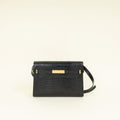YSL Black Croco Embossed Manhattan Medium Shoulder Bag