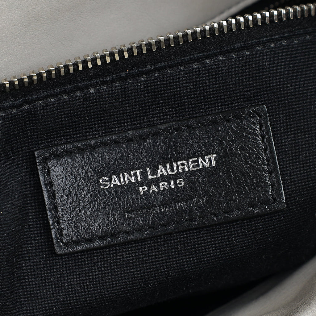 YSL Grey Loulou Puffer Large Flap Chain Bag
