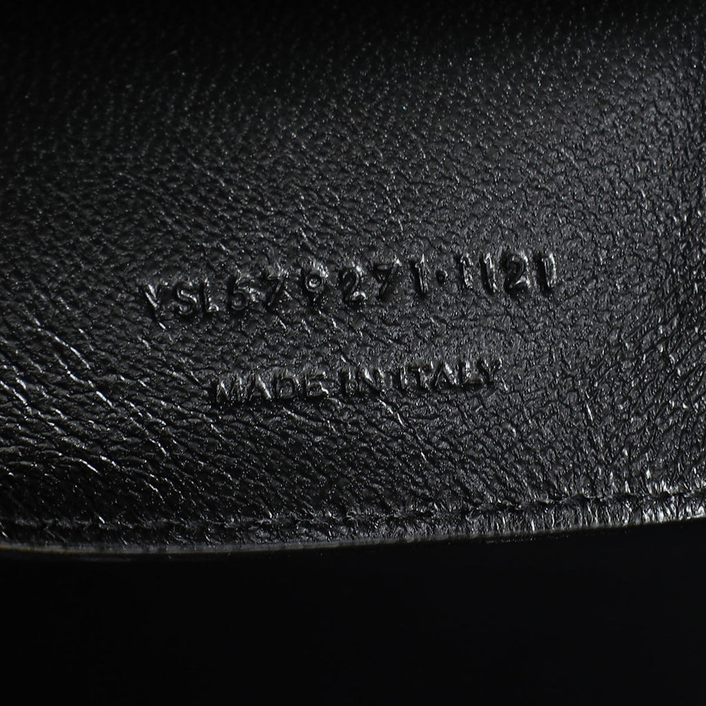 YSL Black Croco Embossed Manhattan Medium Shoulder Bag