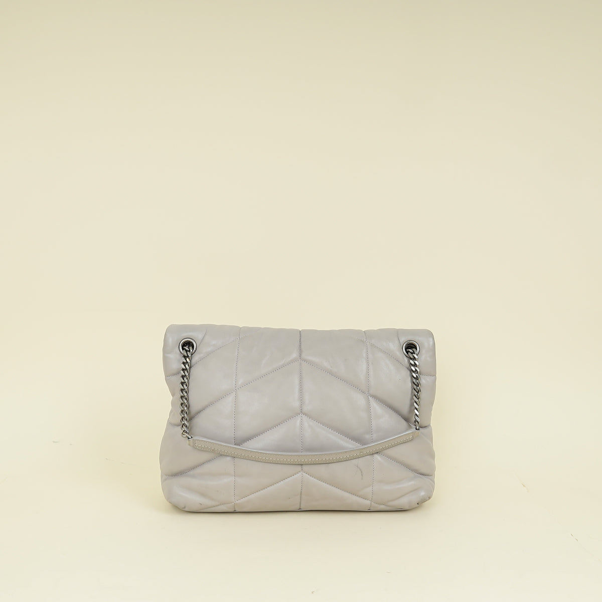 YSL Grey Loulou Puffer Large Flap Chain Bag