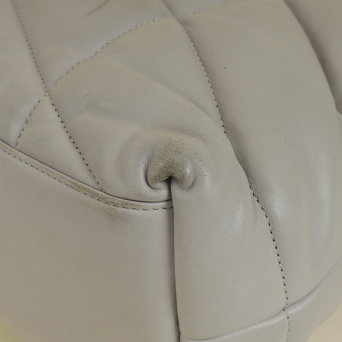 YSL Grey Loulou Puffer Large Flap Chain Bag