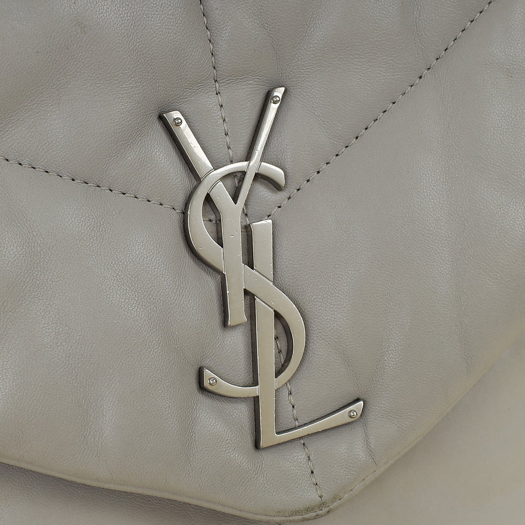 YSL Grey Loulou Puffer Large Flap Chain Bag