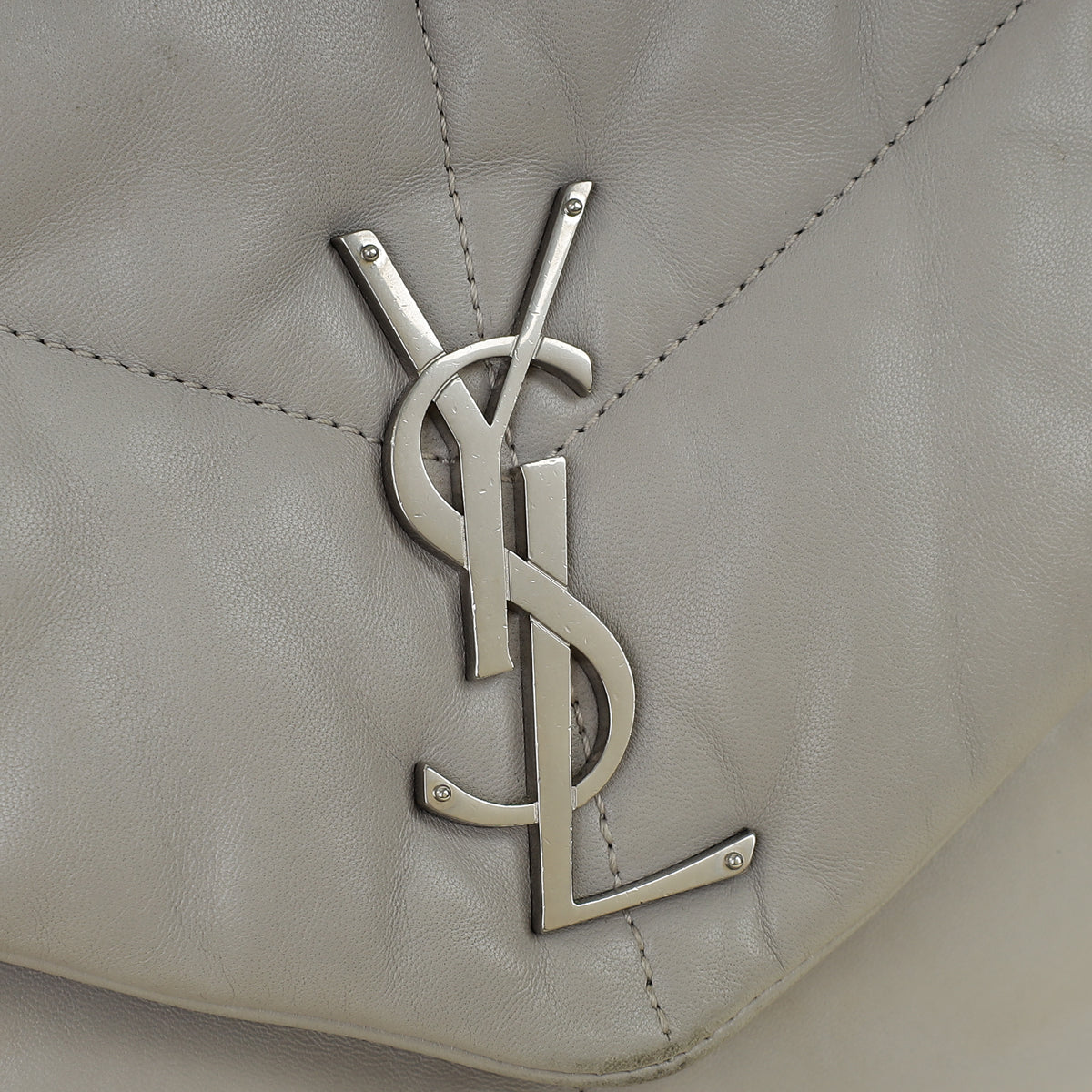 YSL Grey Loulou Puffer Large Flap Chain Bag