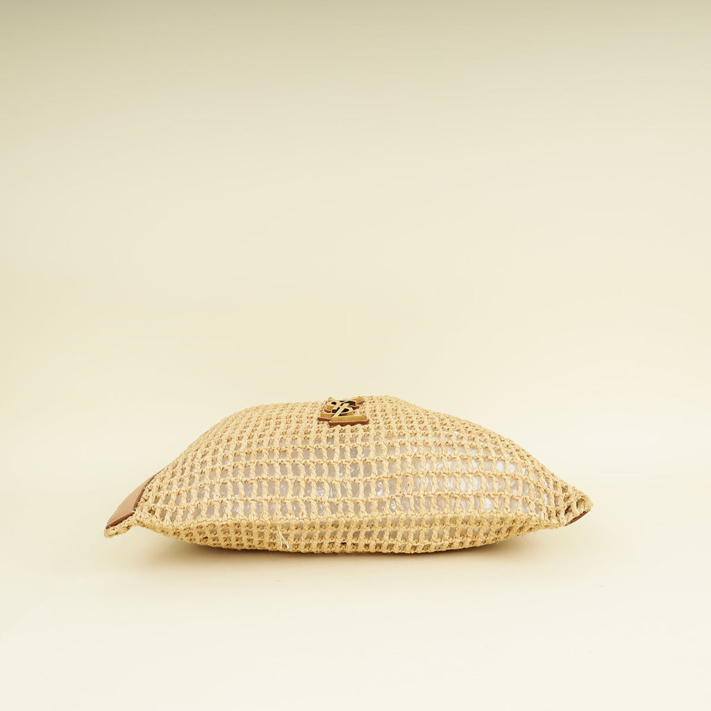 YSL Bicolor Oxalis Raffia Tote Bag