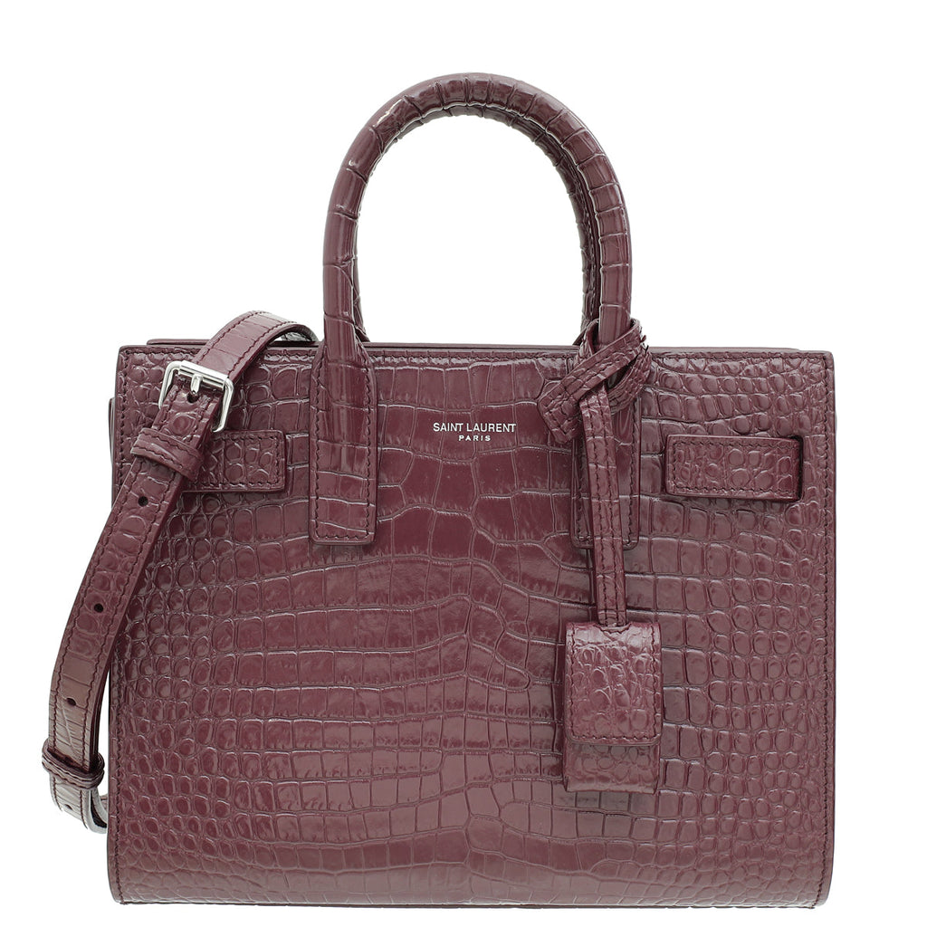YSL Rouge Legion Croco Embossed Nano Sac De Jour