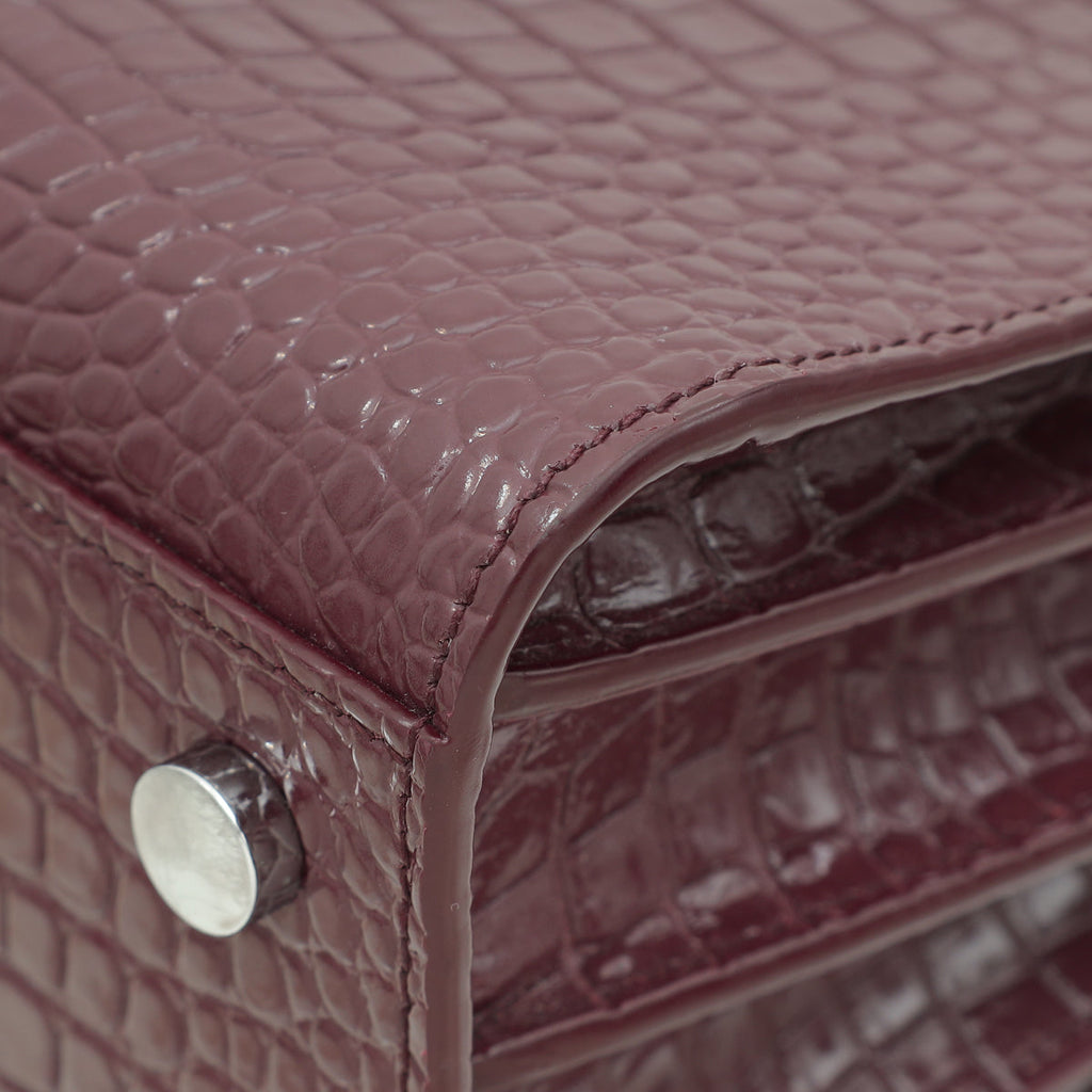 YSL Rouge Legion Croco Embossed Nano Sac De Jour