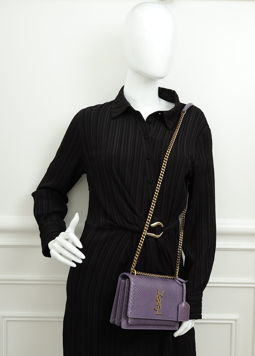 YSL Purple Python Sunset Small Shoulder Bag