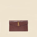YSL Burgundy Crocodile Embossed Uptown Pouch