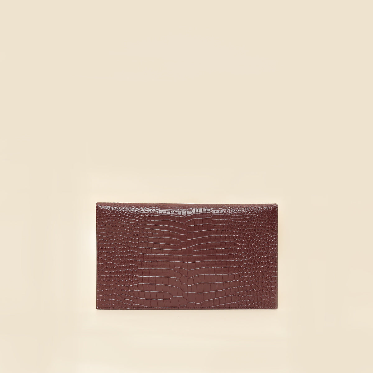 YSL Burgundy Crocodile Embossed Uptown Pouch