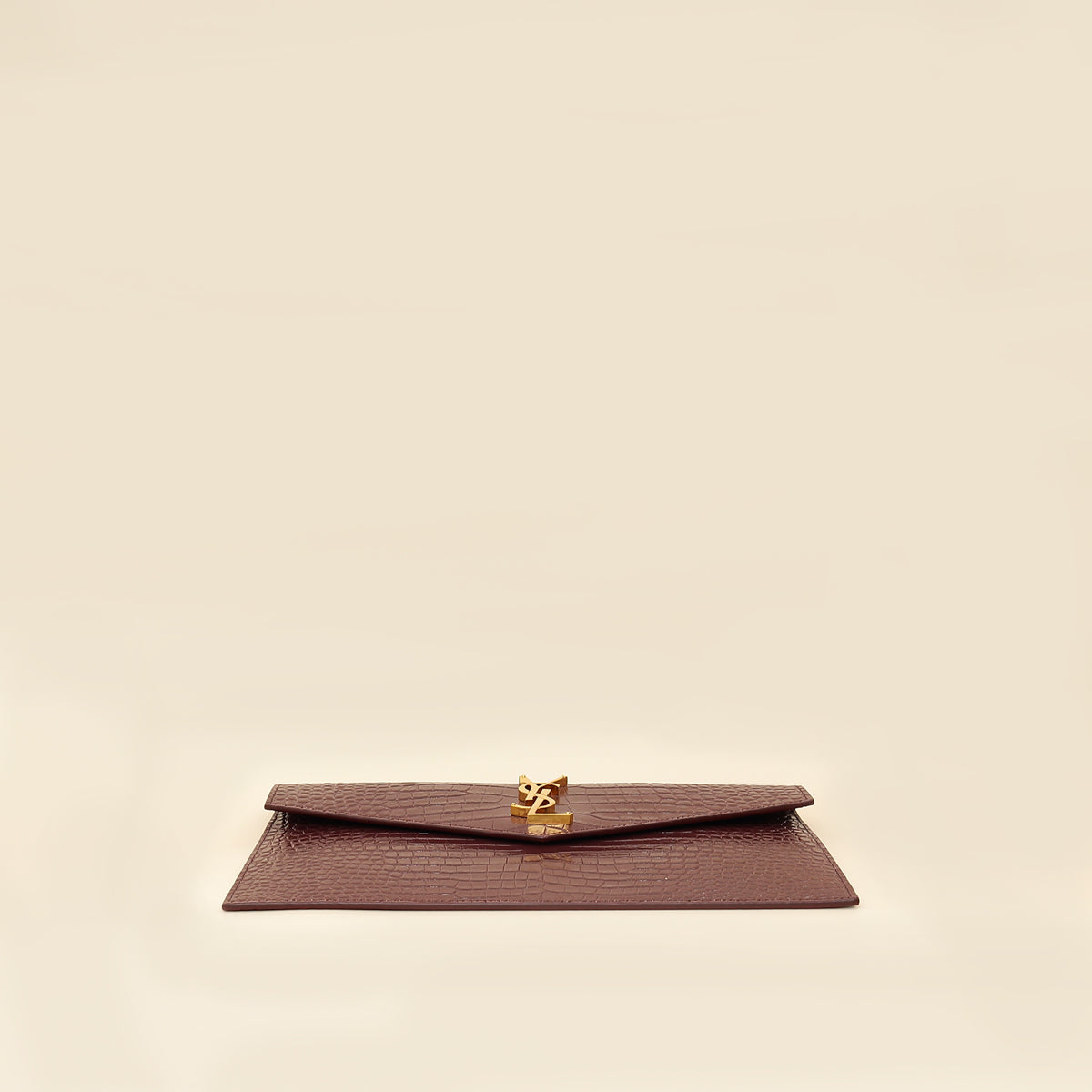 YSL Burgundy Crocodile Embossed Uptown Pouch
