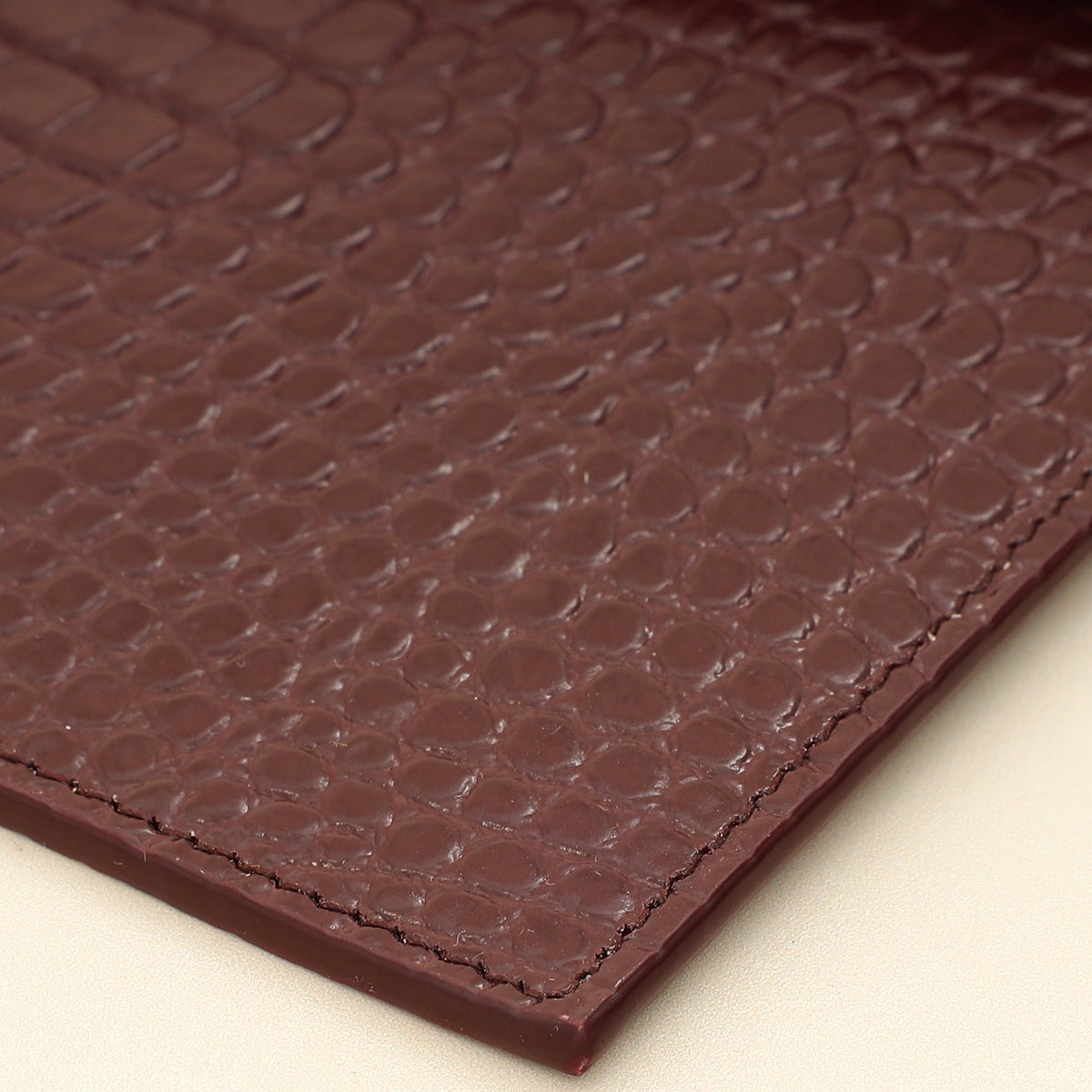 YSL Burgundy Crocodile Embossed Uptown Pouch