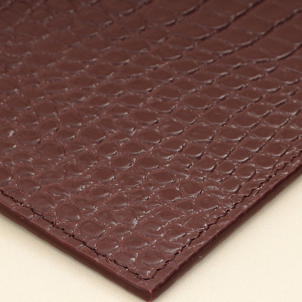 YSL Burgundy Crocodile Embossed Uptown Pouch