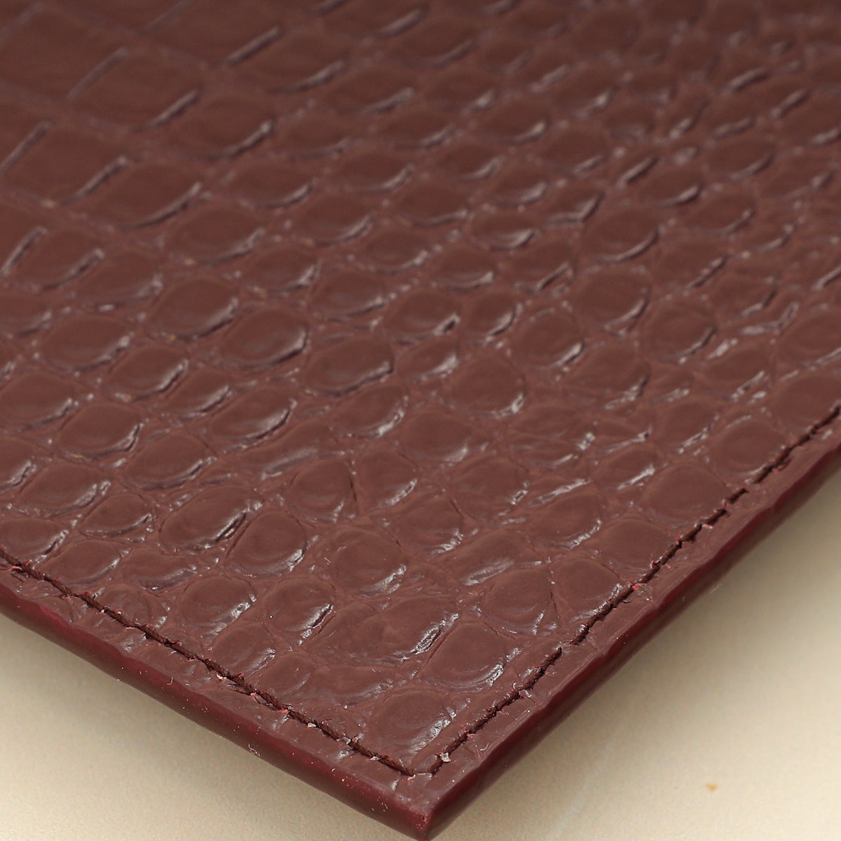 YSL Burgundy Crocodile Embossed Uptown Pouch