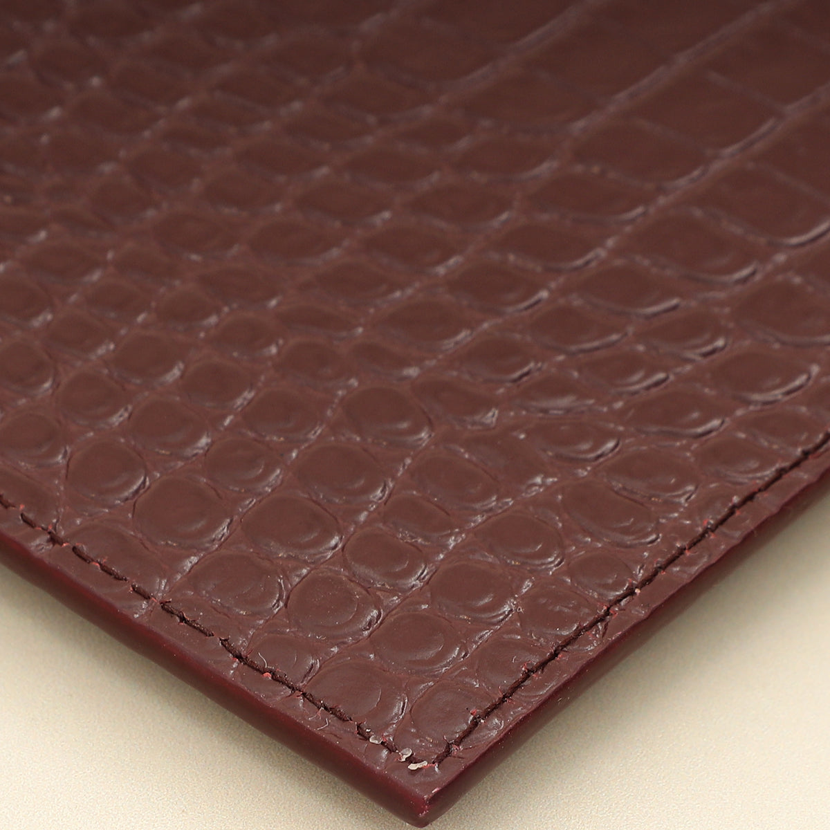 YSL Burgundy Crocodile Embossed Uptown Pouch