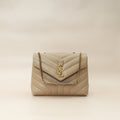 YSL Beige Loulou Small Flap Shoulder Bag