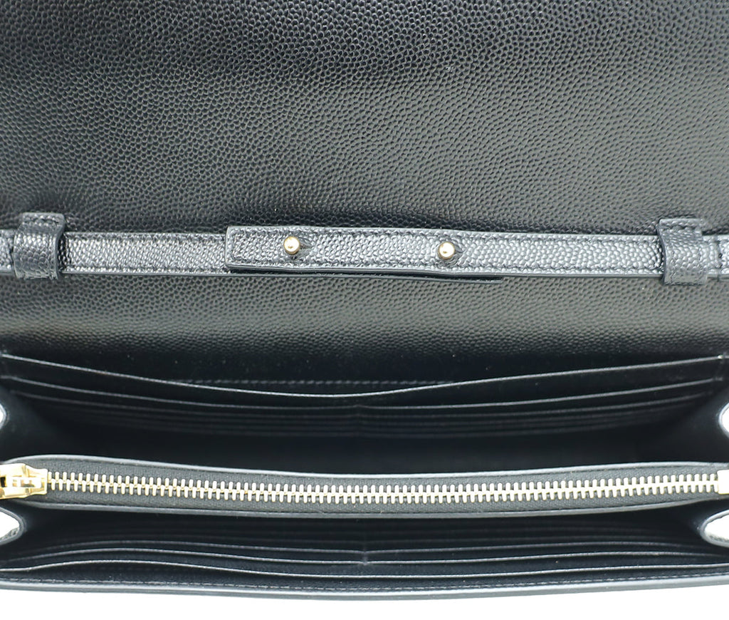 YSL Black Star Studded Monogram Wallet on Chain
