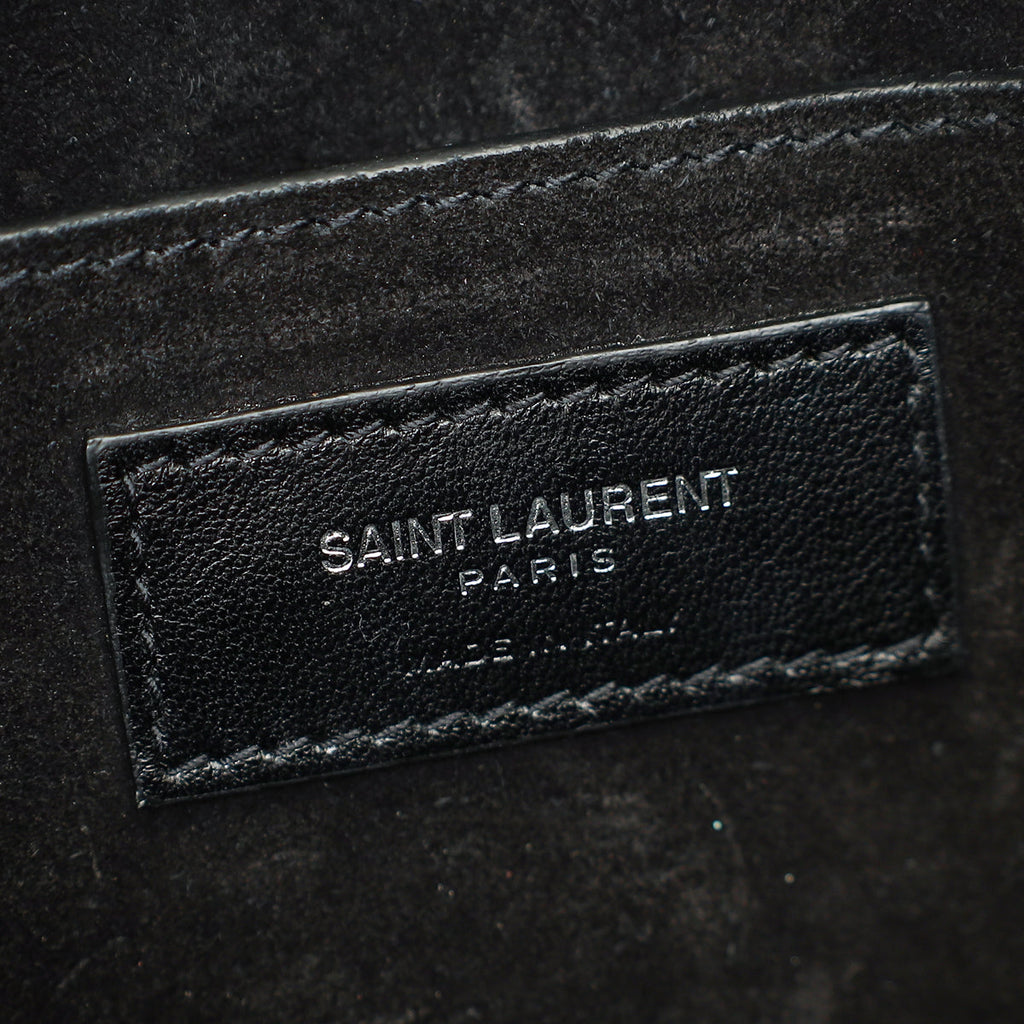 YSL Black Croco Embossed Sunset Medium Bag