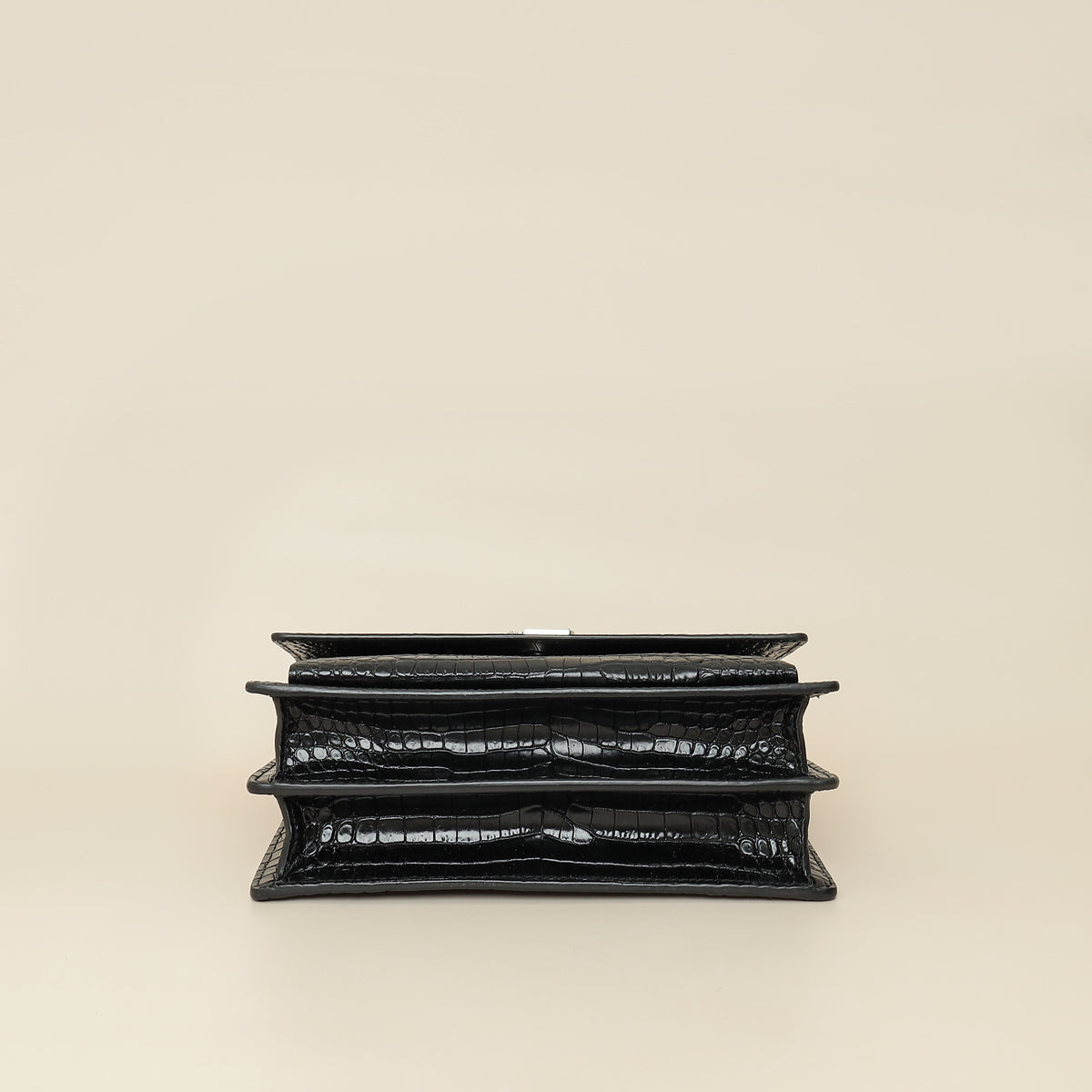 YSL Black Croco Embossed Sunset Medium Bag