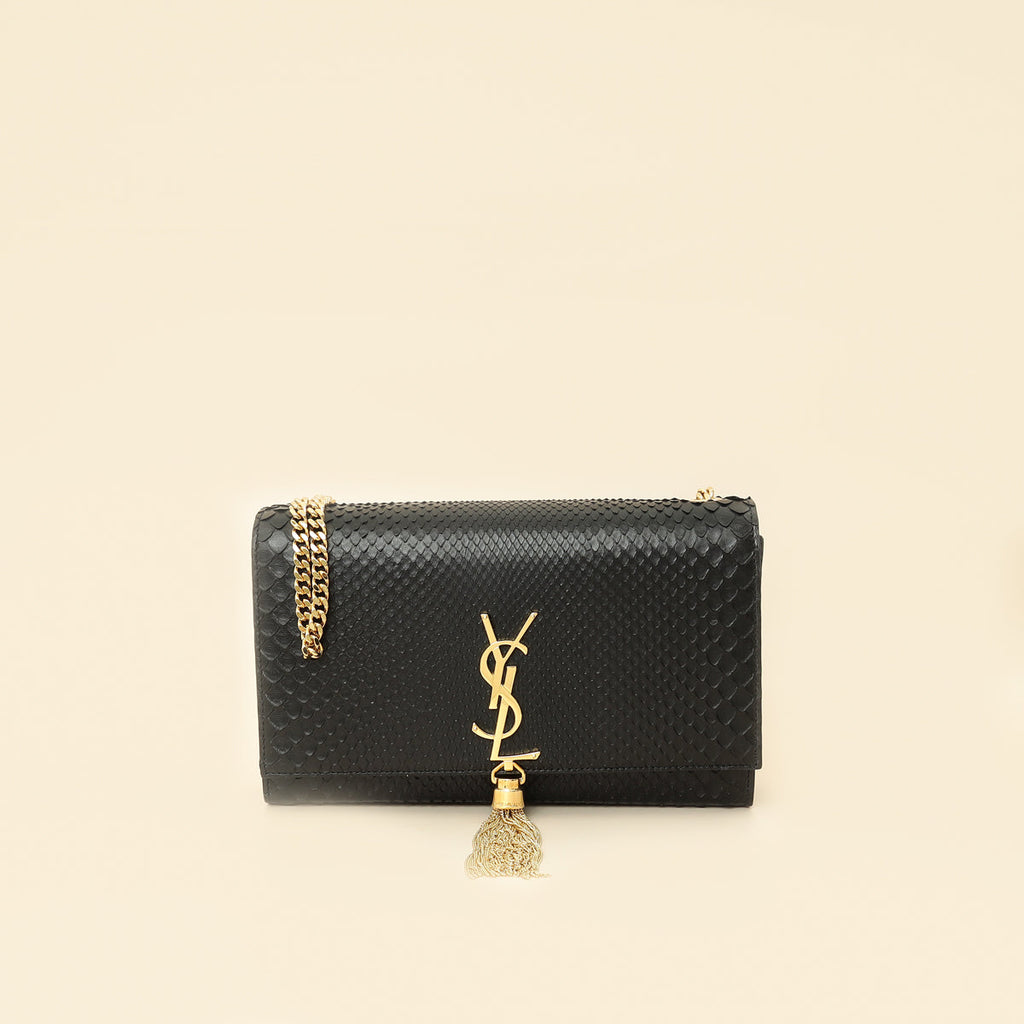 YSL Black Python Tassel Kate Medium Shoulder Bag