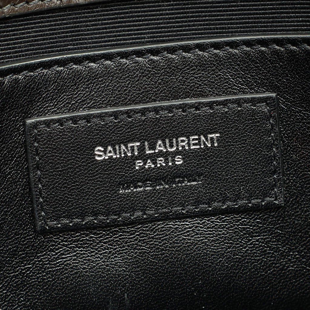YSL Brown Croco Embossed Tassel Kate Bag