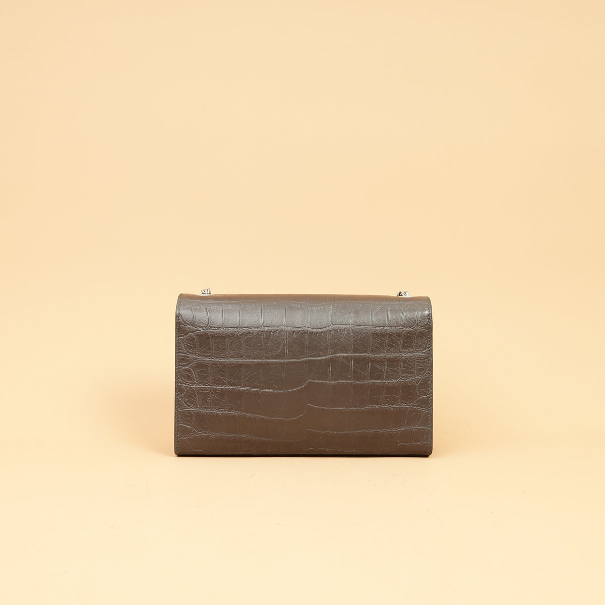 YSL Brown Croco Embossed Tassel Kate Bag