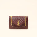 YSL Burgundy Mix Quilted Envelope Medium Flap Bag