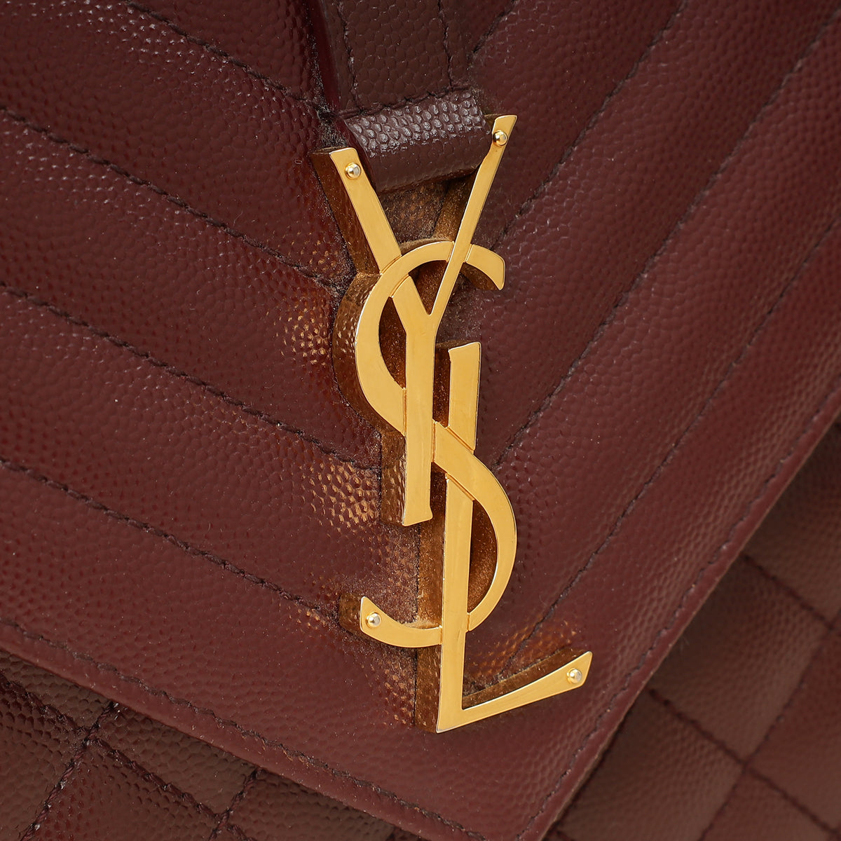 YSL Burgundy Mix Quilted Envelope Medium Flap Bag