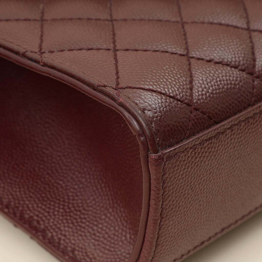 YSL Burgundy Mix Quilted Envelope Medium Flap Bag