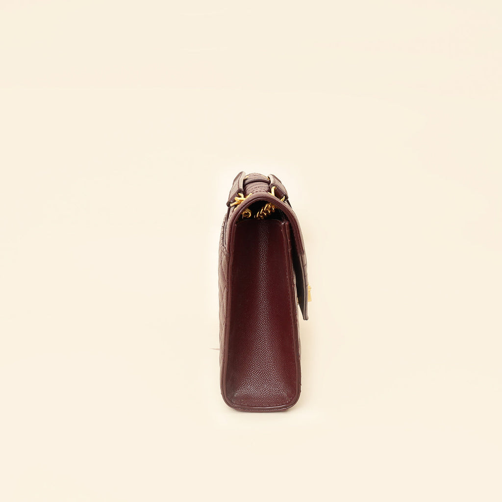 YSL Burgundy Mix Quilted Envelope Medium Flap Bag