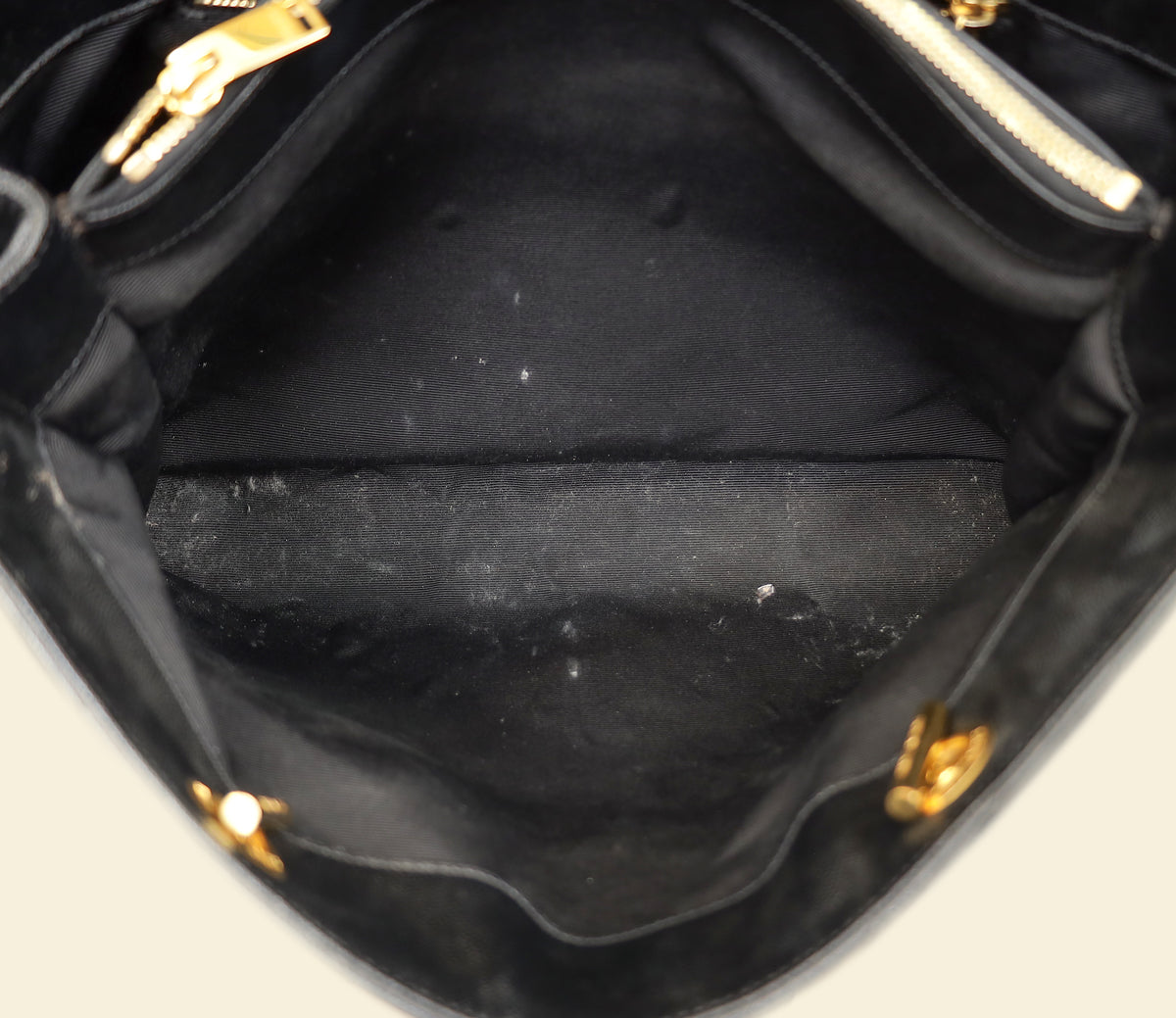 YSL Black Monogram Chevron Large Shopper Bag