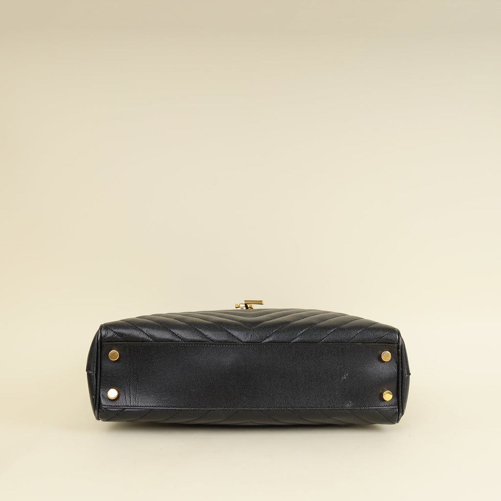 YSL Black Monogram Chevron Large Shopper Bag