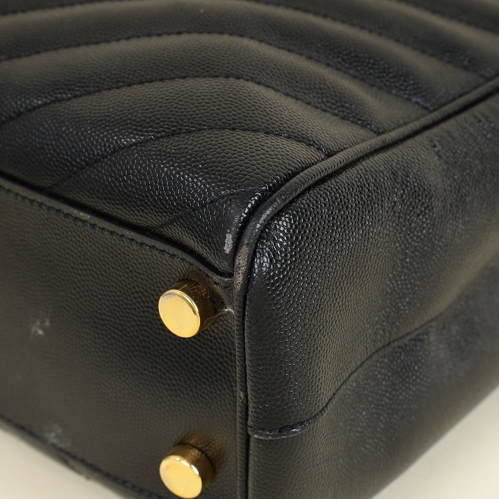 YSL Black Monogram Chevron Large Shopper Bag