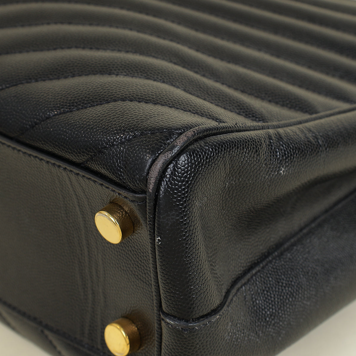 YSL Black Monogram Chevron Large Shopper Bag
