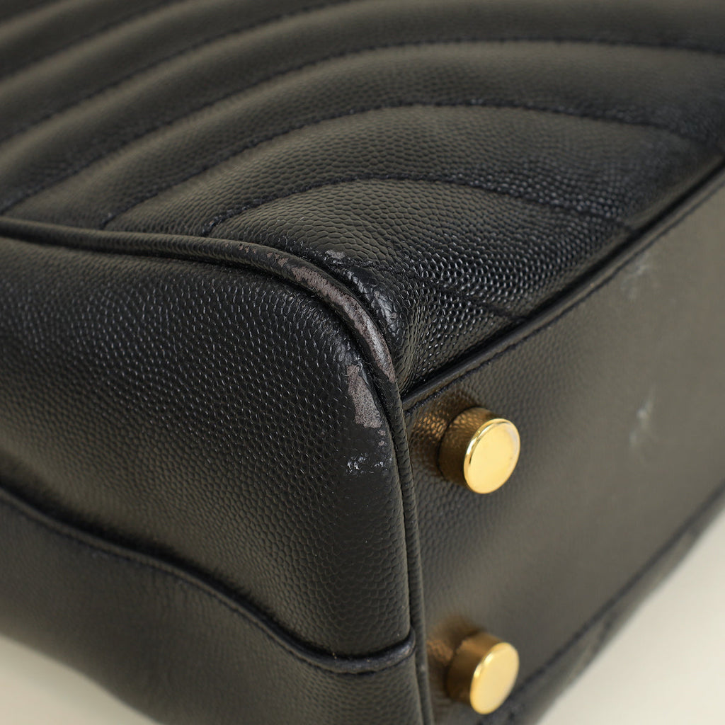 YSL Black Monogram Chevron Large Shopper Bag