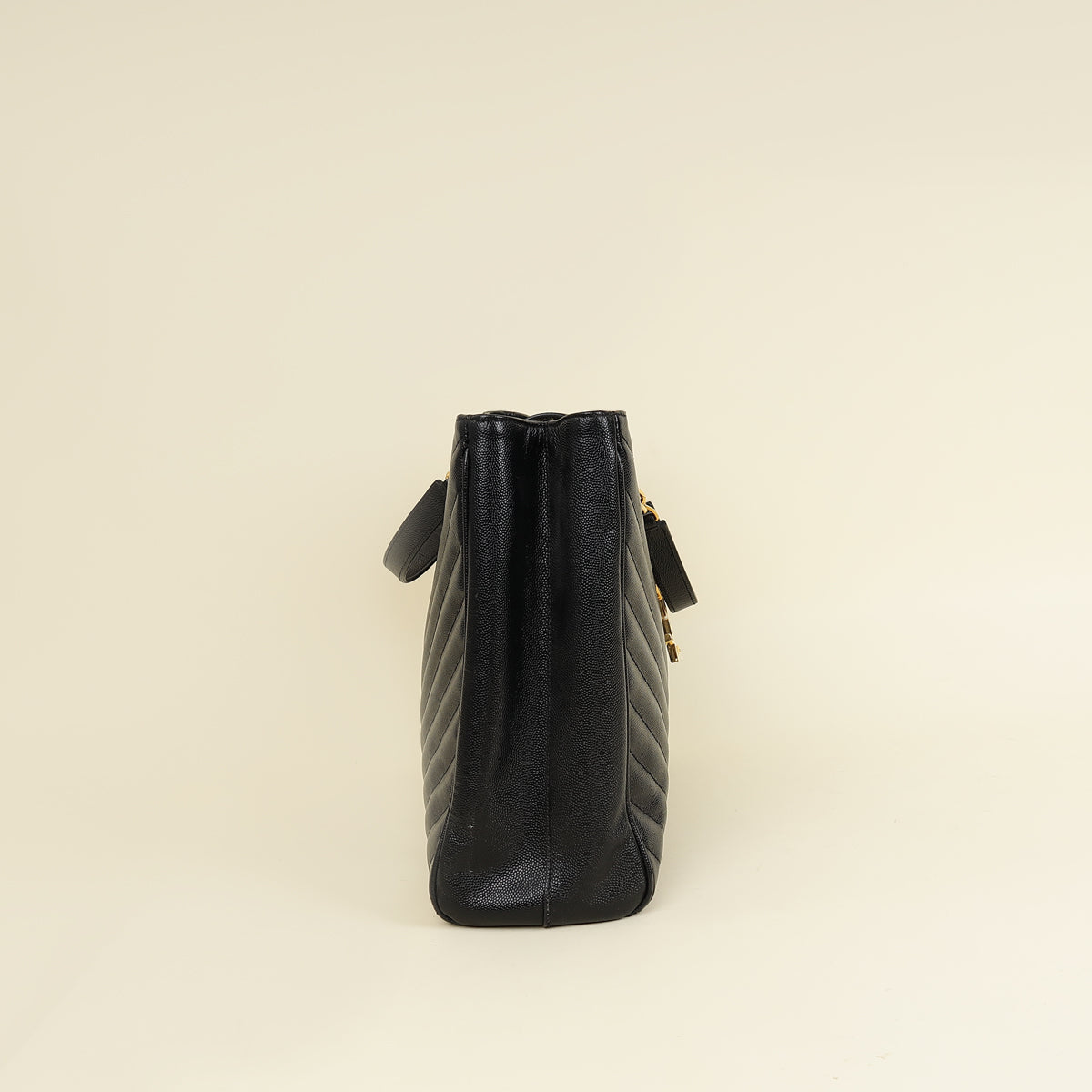 YSL Black Monogram Chevron Large Shopper Bag