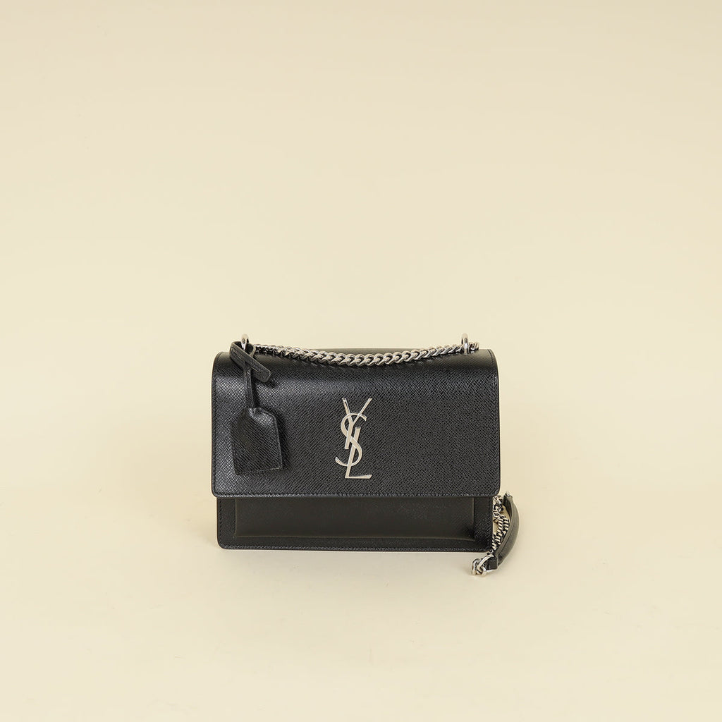 YSL Black Sunset Flap Medium Shoulder Bag