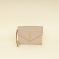 YSL Beige Cassandre Matelasse Flap Pouch