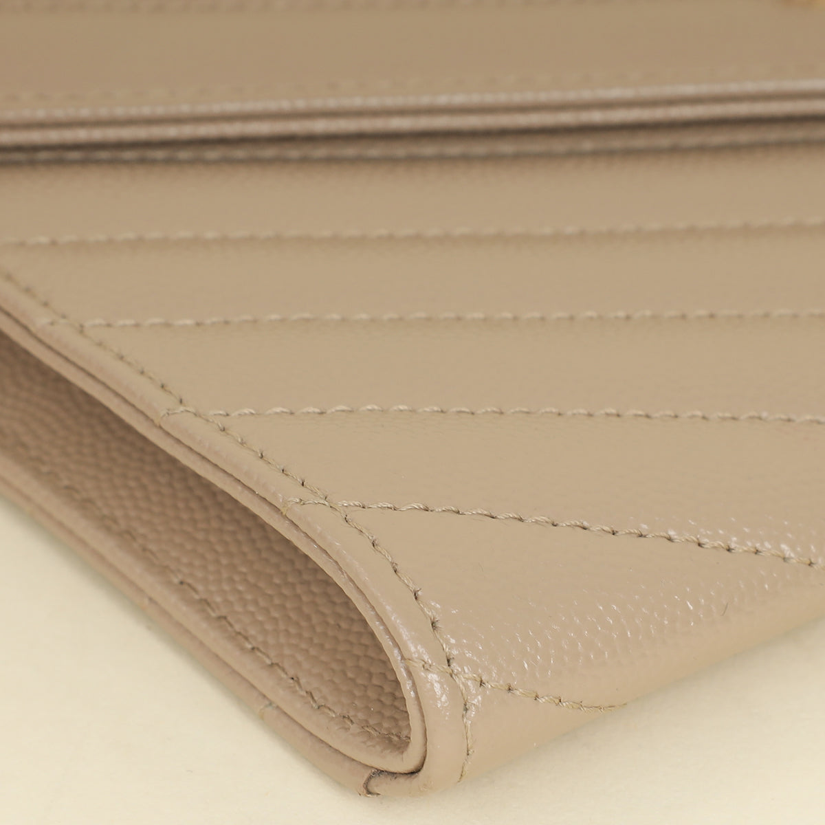 YSL Beige Cassandre Matelasse Flap Pouch