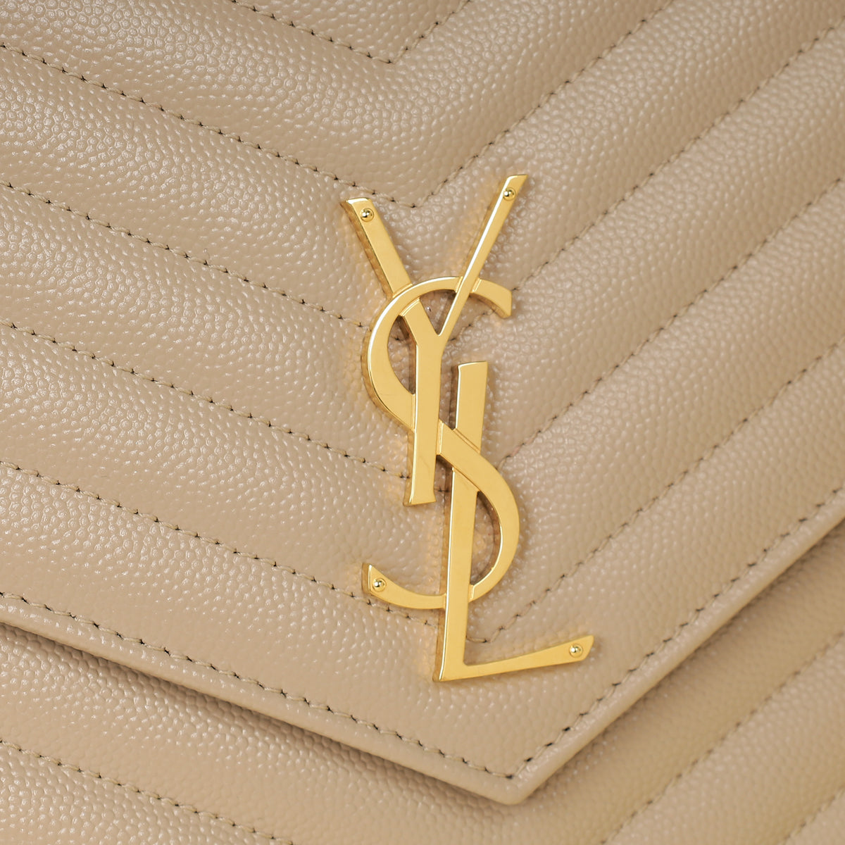 YSL Beige Cassandre Matelasse Flap Pouch