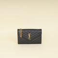 YSL Black Chevron Cassandre Chain Wallet